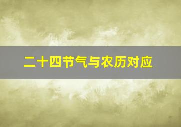 二十四节气与农历对应