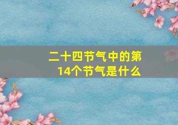 二十四节气中的第14个节气是什么