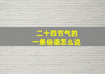 二十四节气的一条俗语怎么说