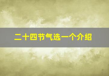 二十四节气选一个介绍