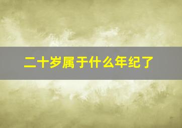 二十岁属于什么年纪了