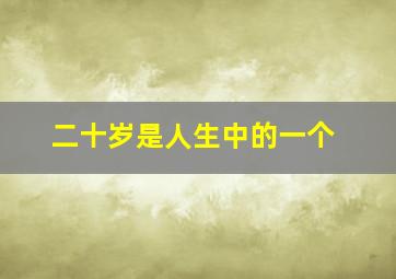 二十岁是人生中的一个