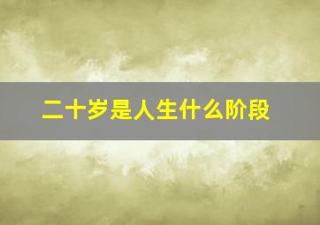 二十岁是人生什么阶段