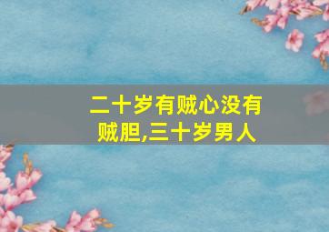 二十岁有贼心没有贼胆,三十岁男人