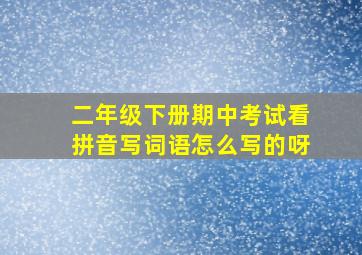 二年级下册期中考试看拼音写词语怎么写的呀