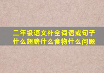 二年级语文补全词语或句子什么翅膀什么食物什么问题