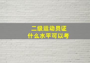 二级运动员证什么水平可以考