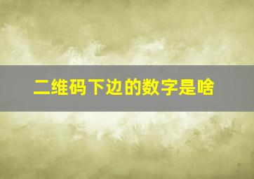 二维码下边的数字是啥