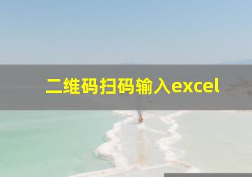 二维码扫码输入excel