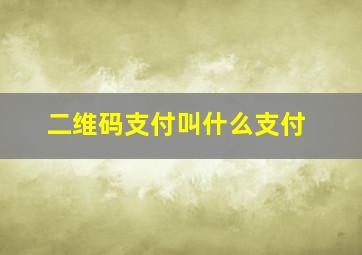 二维码支付叫什么支付