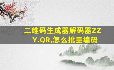 二维码生成器解码器ZZY.QR,怎么批量编码