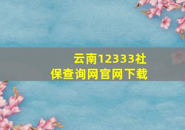 云南12333社保查询网官网下载