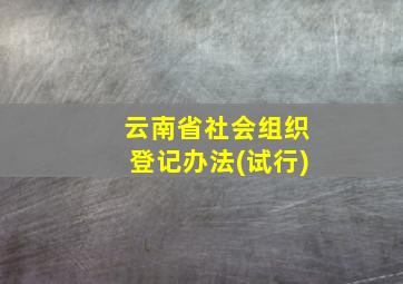 云南省社会组织登记办法(试行)