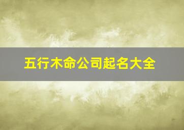 五行木命公司起名大全