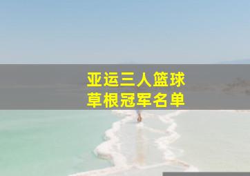 亚运三人篮球草根冠军名单