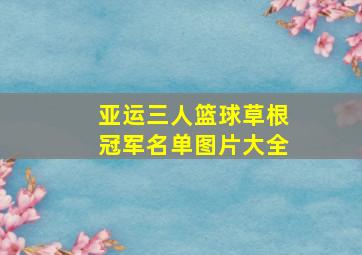 亚运三人篮球草根冠军名单图片大全