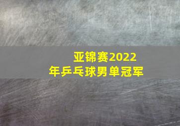 亚锦赛2022年乒乓球男单冠军