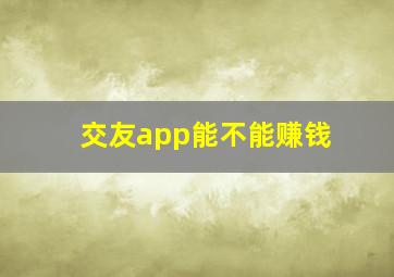 交友app能不能赚钱