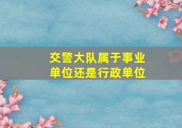 交警大队属于事业单位还是行政单位