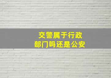 交警属于行政部门吗还是公安