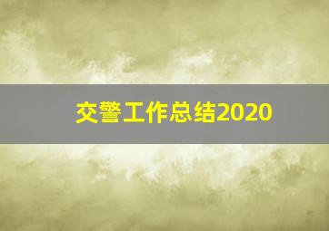 交警工作总结2020