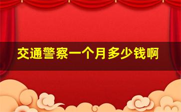 交通警察一个月多少钱啊