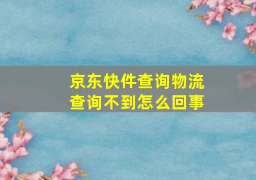 京东快件查询物流查询不到怎么回事