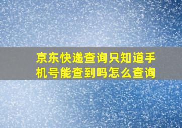 京东快递查询只知道手机号能查到吗怎么查询