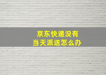 京东快递没有当天派送怎么办