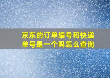 京东的订单编号和快递单号是一个吗怎么查询