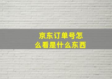 京东订单号怎么看是什么东西