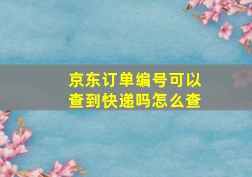 京东订单编号可以查到快递吗怎么查