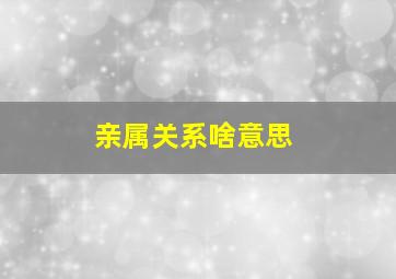 亲属关系啥意思