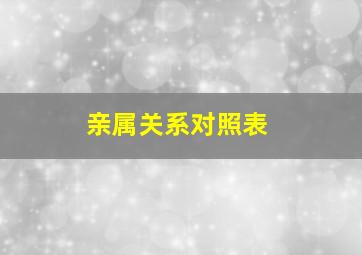 亲属关系对照表