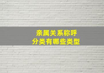 亲属关系称呼分类有哪些类型