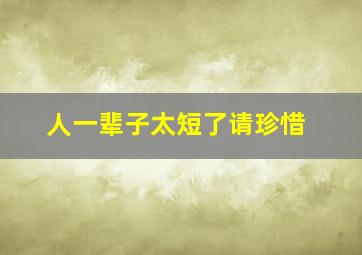 人一辈子太短了请珍惜