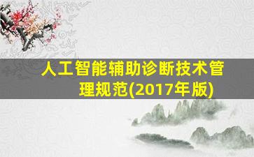 人工智能辅助诊断技术管理规范(2017年版)