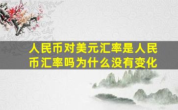 人民币对美元汇率是人民币汇率吗为什么没有变化