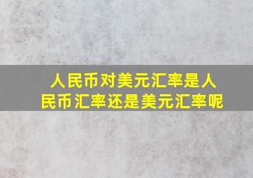 人民币对美元汇率是人民币汇率还是美元汇率呢