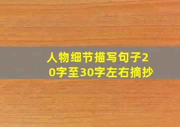 人物细节描写句子20字至30字左右摘抄