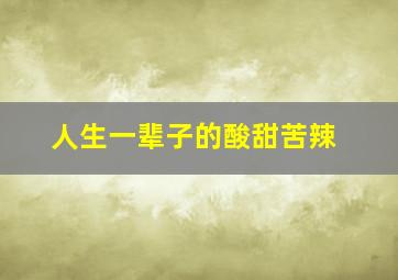 人生一辈子的酸甜苦辣