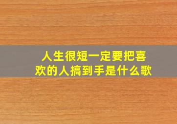 人生很短一定要把喜欢的人搞到手是什么歌