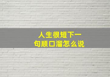 人生很短下一句顺口溜怎么说