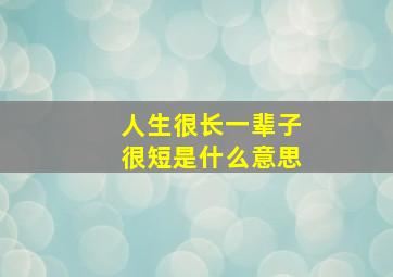 人生很长一辈子很短是什么意思