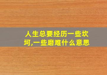 人生总要经历一些坎坷,一些磨难什么意思