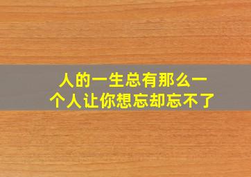 人的一生总有那么一个人让你想忘却忘不了