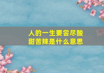 人的一生要尝尽酸甜苦辣是什么意思