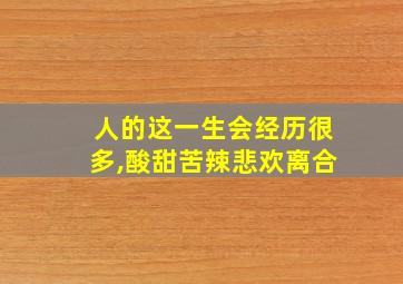 人的这一生会经历很多,酸甜苦辣悲欢离合