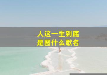 人这一生到底是图什么歌名