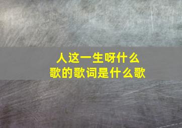 人这一生呀什么歌的歌词是什么歌